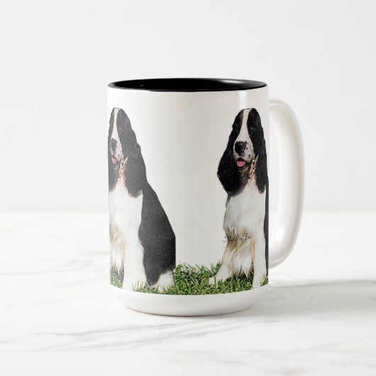 B & W Engelse Springer #1 Tweekleurige Koffiemok (Voorkant rechts)