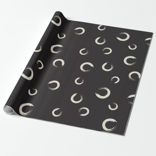 B&W Enso-penseelstreek Cadeaupapier (Uitgerold)