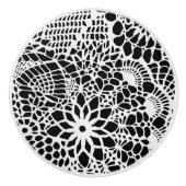 B & W Faux Crochet Pattern Keramische Knop (Voorkant)