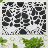 B & W Faux Crochet Pattern Kitchen Towel Theedoek (Gevouwen)