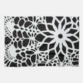 B & W Faux Crochet Pattern Kitchen Towel Theedoek (Horizontaal)