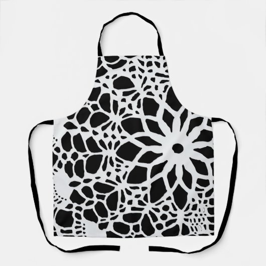 B & W Faux Crochet Pattern Schort (Voorkant)