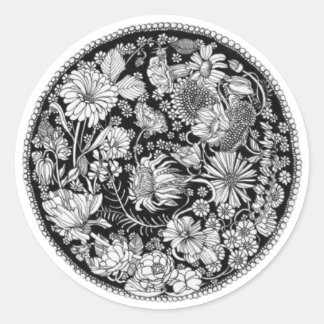 B&W Floral Ronde Sticker