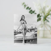 B&W Foto Florida Bikini Girl Briefkaart (Staand voorkant)