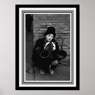  B&W Fotografie-Kast met Trombone 12 x 16 Poster