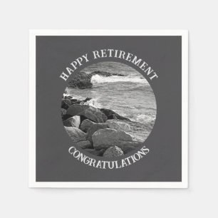 B & W Fotografie van Wavy Ocean Retirement Party Servet