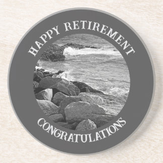 B & W Fotografie van Wavy Ocean Retirement Party Zandsteen Onderzetter