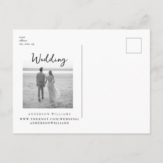 B/W Fotomonogram Weddenschap Opslaan Datum Briefkaart (Achterkant)