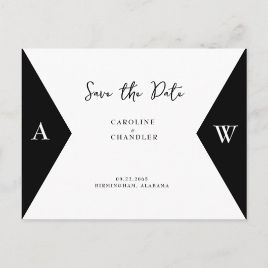 B/W Fotomonogram Weddenschap Opslaan Datum Briefkaart (Voorkant)