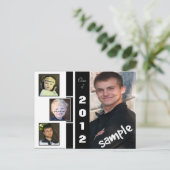 B&W Four Photo Afstuderen Announcement Briefkaart (Staand voorkant)