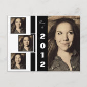 B&W Four Photo Afstuderen Announcement Briefkaart (Voorkant)