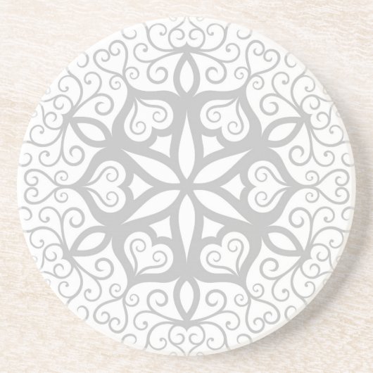 B&W Fractal Bloemversiering 4 Onderzetter (Voorkant)