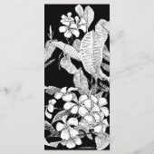 B&W Frangipani Boheemse Botanische Moderne Bruilof Menu (Achterkant)