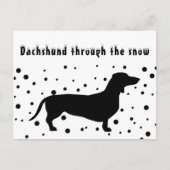B&W Funny | Dachshund door sneeuw | Feestdagenkaart (Voorkant)