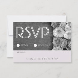 B & W Garden Hellebore Wood RSVP-kaart RSVP Kaartje