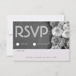 B & W Garden Hellebore Wood RSVP-kaart RSVP Kaartje