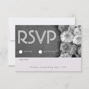 B & W Garden Hellebore Wood RSVP-kaart RSVP Kaartje