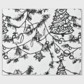 B&W Geabstraheerde kersttakken Cadeaupapier (Vlak)