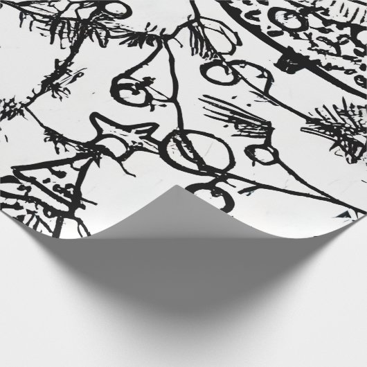 B&W Geabstraheerde kersttakken Cadeaupapier (Hoek)