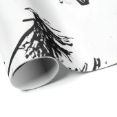 B&W Geabstraheerde kersttakken Cadeaupapier (Rol Hoek)