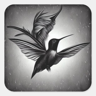 B&W Gedekte Hummingbird Vierkante Sticker