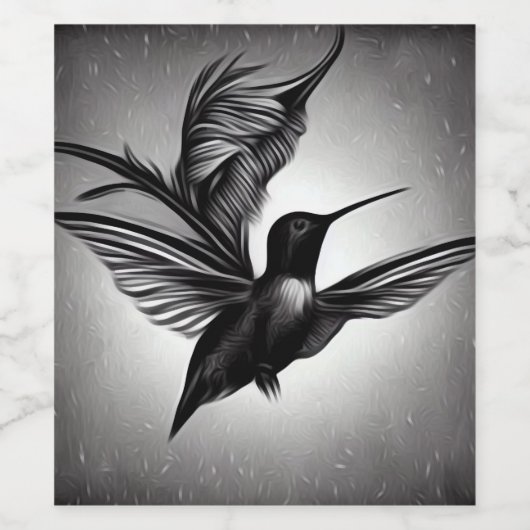 B&W Gedekte Hummingbird Wijn Etiket (Enkel label)