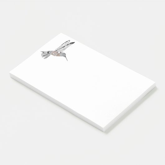 B + W gekleurde Hummingbird Post-it® Notes (Schuin)