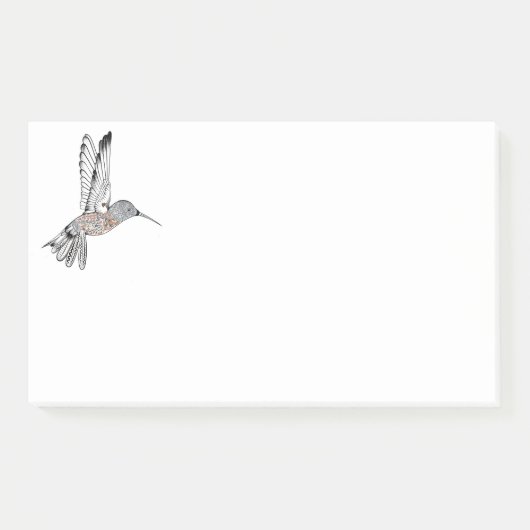 B + W gekleurde Hummingbird Post-it® Notes (Voorkant)