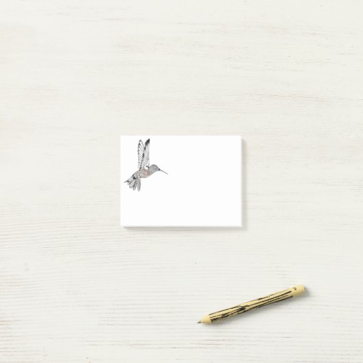 B + W gekleurde Hummingbird Post-it® Notes (Op bureau)