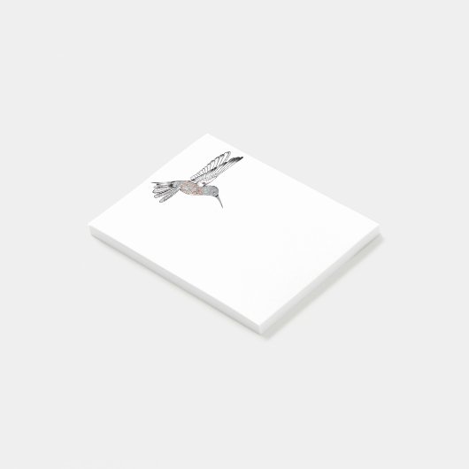B + W gekleurde Hummingbird Post-it® Notes (Schuin)