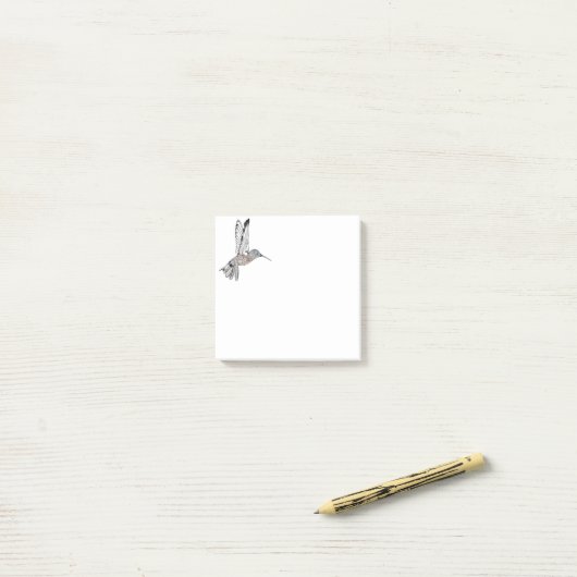 B + W gekleurde Hummingbird Post-it® Notes (Op bureau)