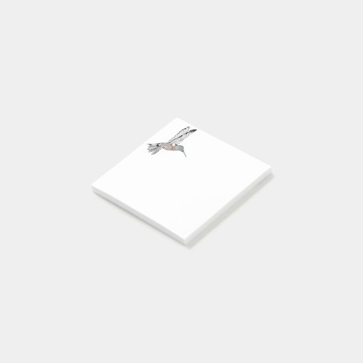 B + W gekleurde Hummingbird Post-it® Notes (Schuin)