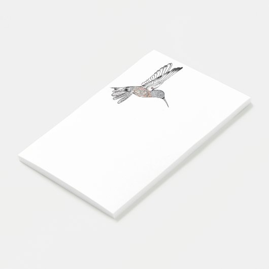 B + W gekleurde Hummingbird Post-it® Notes (Schuin)