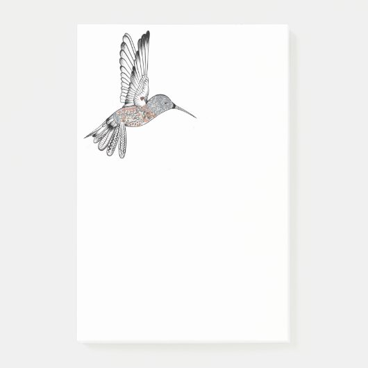 B + W gekleurde Hummingbird Post-it® Notes (Voorkant)