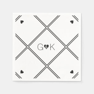B / W geometrische lijnen met monogram / bruiloft Servetten