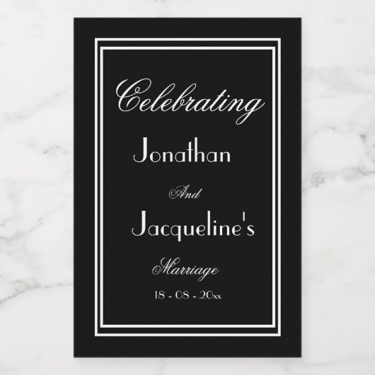 B & W gepersonaliseerde bruiloft mini wijnfles lab Wijn Etiket (Enkel label)