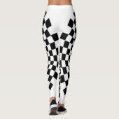 B&W geruite optische illusie Leggings (Achterkant)