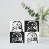 B/W Gestreepte Uil Pop Art Briefkaart (Staand voorkant)