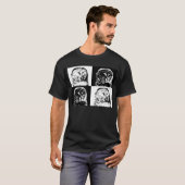 B/W Gestreepte Uil Pop Art T-Shirt (Voorkant volledig)