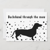 B&W Grappig | Dachshund door de sneeuw | Feestdagenkaart (Voorkant)
