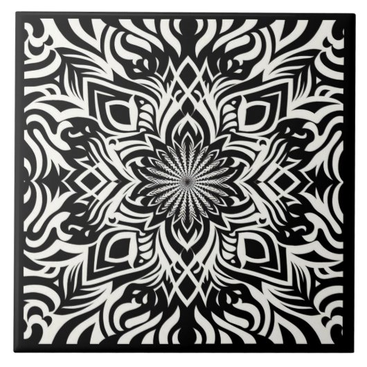 B&W Harmony (met grens) Tegeltje (Voorkant)