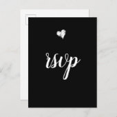 B & W hart bruiloft rsvp briefkaarten (Voorkant / Achterkant)