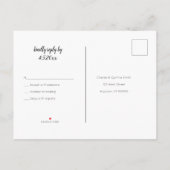 B & W hart bruiloft rsvp briefkaarten (Achterkant)