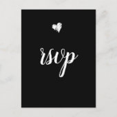 B & W hart bruiloft rsvp briefkaarten (Voorkant)