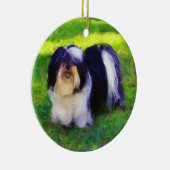 B&W Havanese op Porselein vakantie Ornament (Rechts)