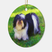 B&W Havanese op Porselein vakantie Ornament (Links)
