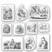 B&W illustraties Alice's Adventures in Wonderland Sticker (Voorkant)