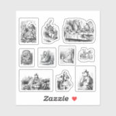 B&W illustraties Alice's Adventures in Wonderland Sticker (Vel)