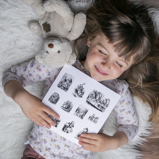 B&W illustraties Alice's Adventures in Wonderland Sticker