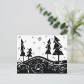 b&w kerstbomen feestdagenkaart (Staand voorkant)